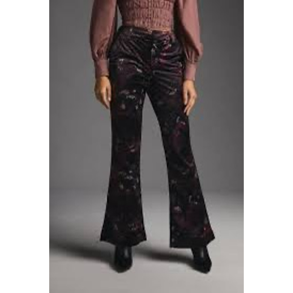 Scotch & Soda Velvet Flare Trousers Black/Purple Size 30/32